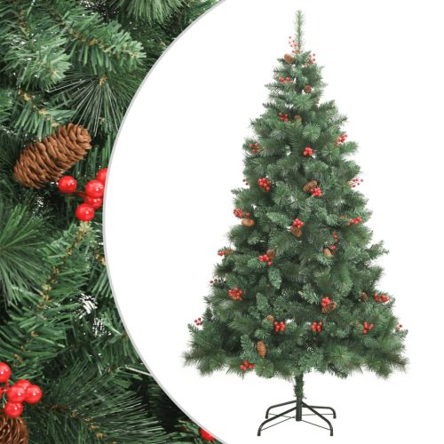 Albero Natale Artificiale Incernierato Con Pigne E Bacche 240cm