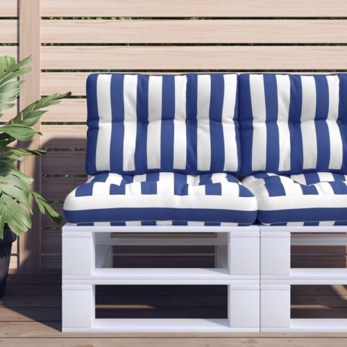 Cuscino Per Pallet Strisce Bianche E Blu 50x40x12 Cm In Tessuto