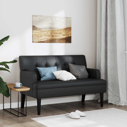 Panca Con Schienale Nera 112×65,5×75 Cm In Similpelle