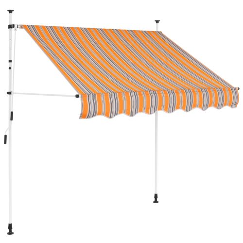 Tenda Da Sole Retrattile Manuale 200 Cm A Strisce Blu E Gialle