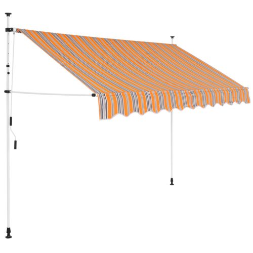 Tenda Da Sole Retrattile Manuale 300 Cm A Strisce Blu E Gialle