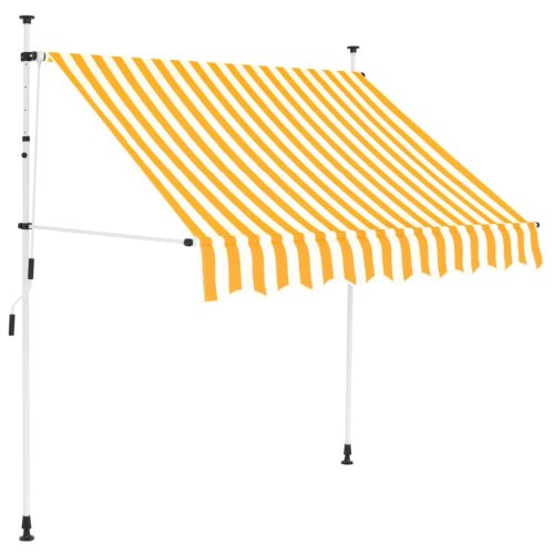 Tenda Da Sole Retrattile Manuale 150cm Strisce Arancione Bianco