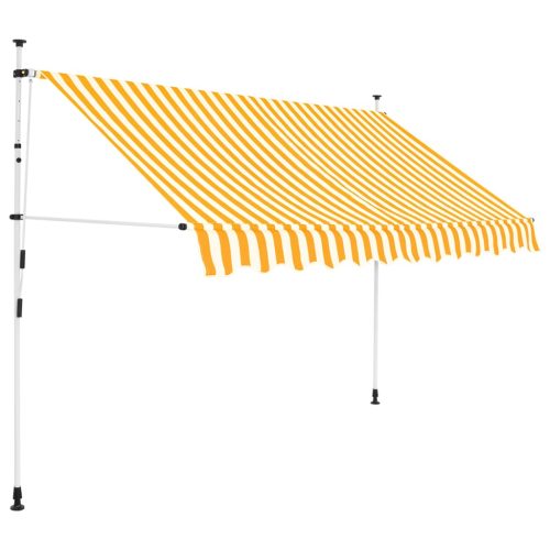 Tenda Da Sole Retrattile Manuale 250cm Strisce Arancione Bianco