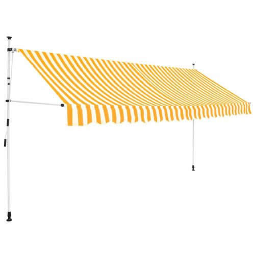 Tenda Da Sole Retrattile Manuale 400cm Strisce Arancione Bianco