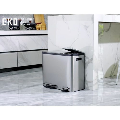 Eko Pattumiera A Pedale Ecocasa 30 L+15 L Argento Opaco