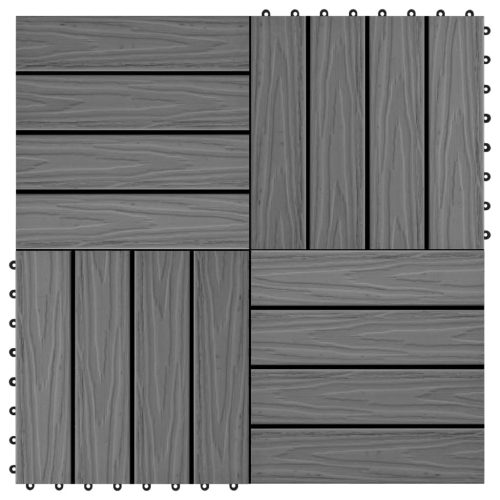 Piastrelle Decking 11 Pz Goffrature Wpc 30×30 Cm 1 Mq Grigio