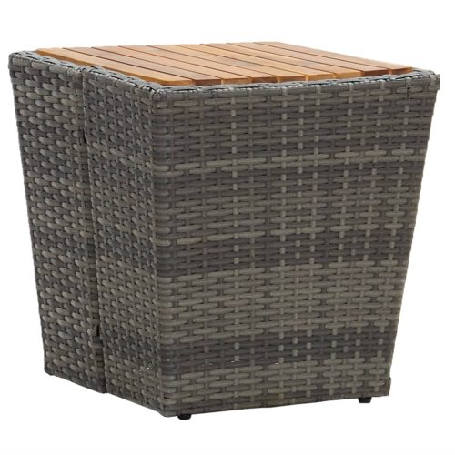 Tavolino Grigio 41,5×41,5×43 Cm In Polyrattan E Legno Di Acacia