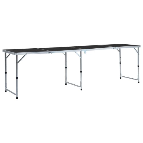 Tavolo Da Campeggio Pieghevole In Alluminio Grigio 240×60 cm