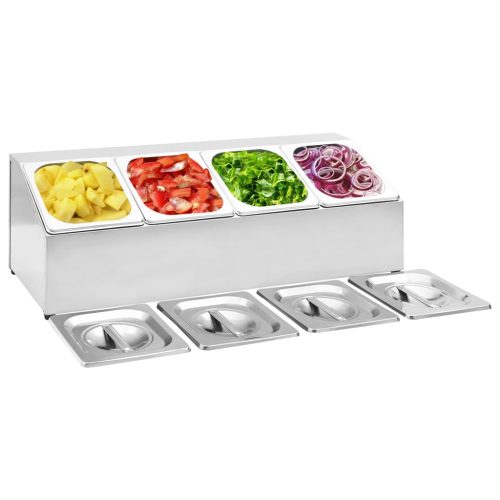 Supporto Gastronorm Con 4 Contenitori Gn 1/6 In Acciaio Inox