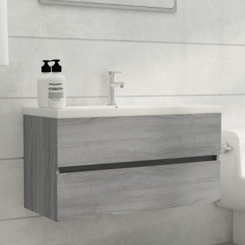 Mobile Sottolavabo Grigio Sonoma 90×38,5x45cm Legno Multistrato