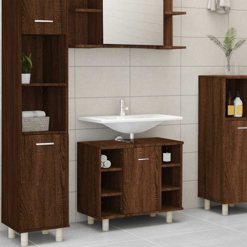 Armadietto Bagno Rovere Marrone 60x32x53,5 Cm Legno Multistrato