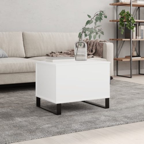 Tavolino Da Salotto Bianco 60×44,5×45 Cm In Legno Multistrato