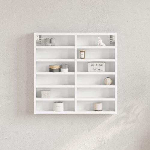 Armadietto Con Vetrina Bianco 60×8,5×58 Cm Legno Multistrato