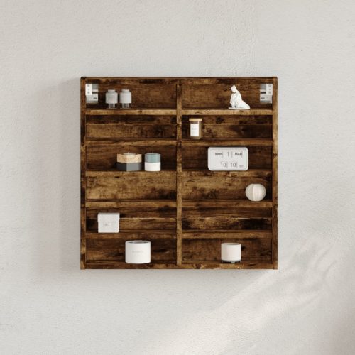 Armadietto Vetrina Rovere Fumo 60×8,5×58 Cm Legno Multistrato