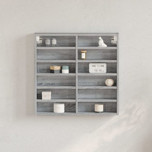 Armadietto Vetrina Grigio Sonoma 60×8,5×58 Cm Legno Multistrato