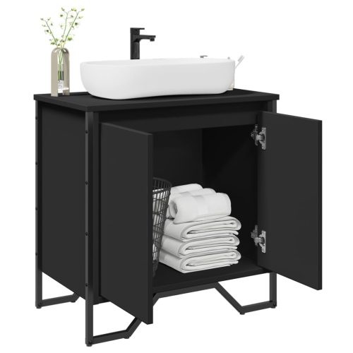 Mobile Lavabo Bagno Nero 60x35x60 Cm In Truciolato