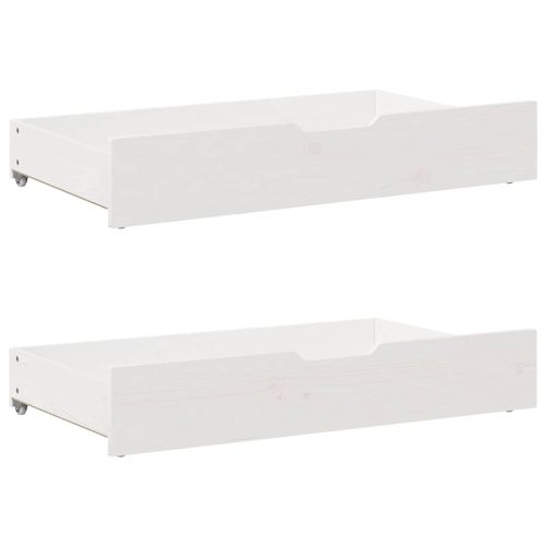 Cassettoni Da Letto 2 Pz Bianchi 95x55x16cm Legno Massello Pino