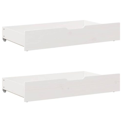 Cassettoni Da Letto 2 Pz Bianchi 90x55x16cm Legno Massello Pino