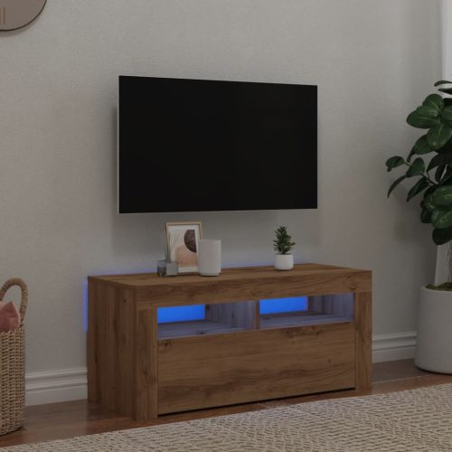 Mobile Porta Tv Con Led Artigianale 90x35x40 Cm Multistrato