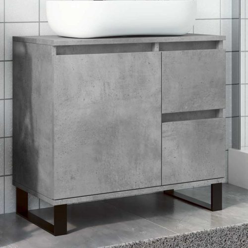 Armadietto Da Bagno Grigio Cemento 65x33x60cm In Truciolato