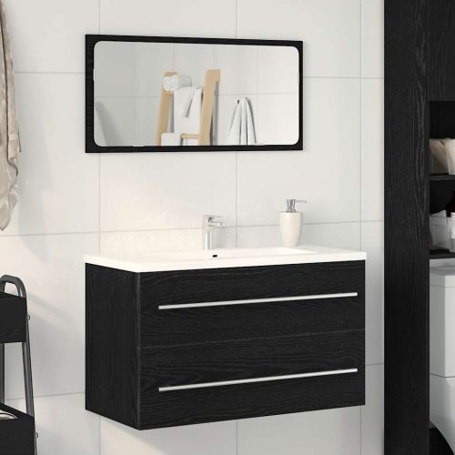 Mobile Lavabo Da Bagno Rovere Nero 80×38,5×48 Cm In Truciolato